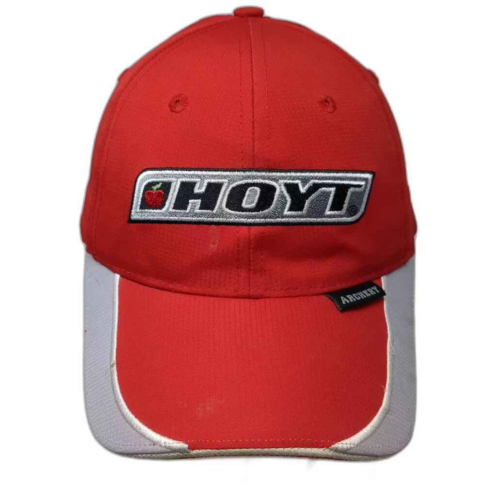Hoyt Archery Red Gray Baseball Cap Hat One Size Embroidered Adjustable Polyester